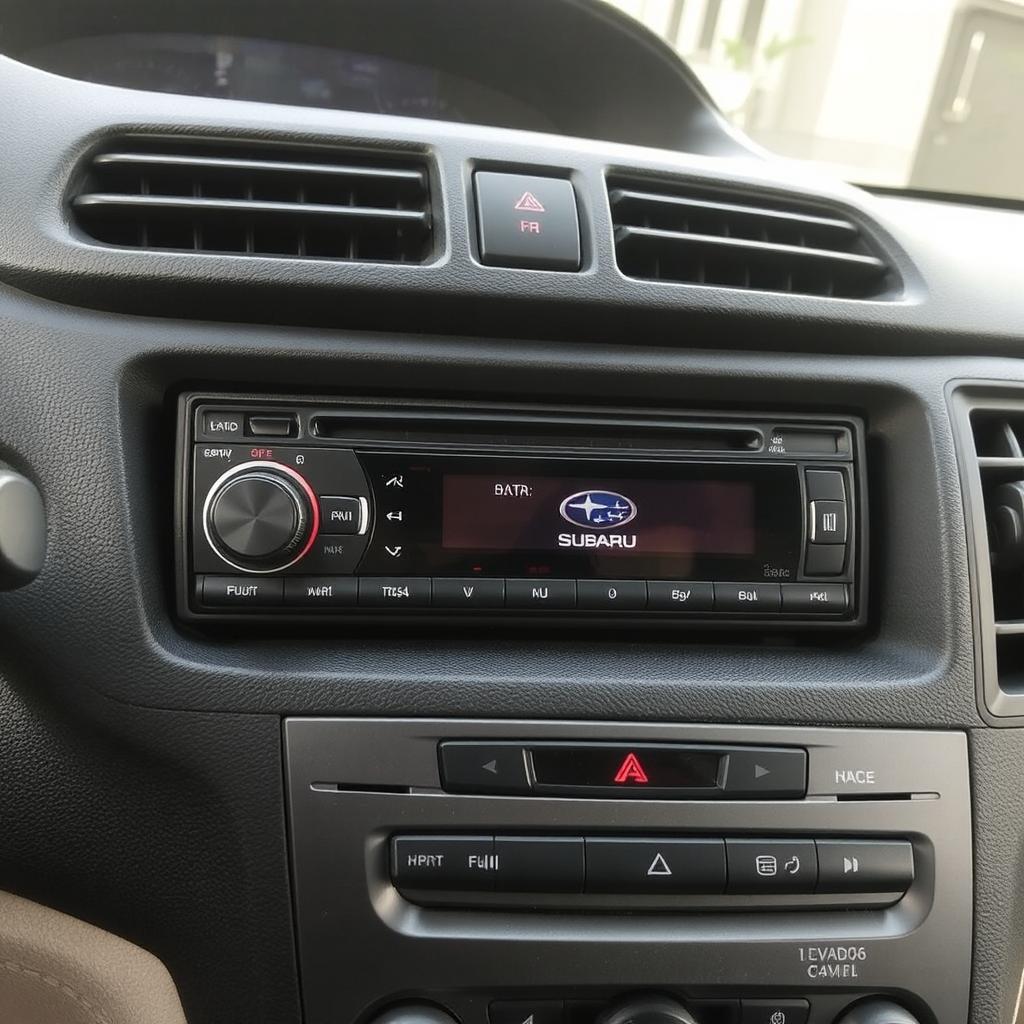 subaru Car radio on the dashboard